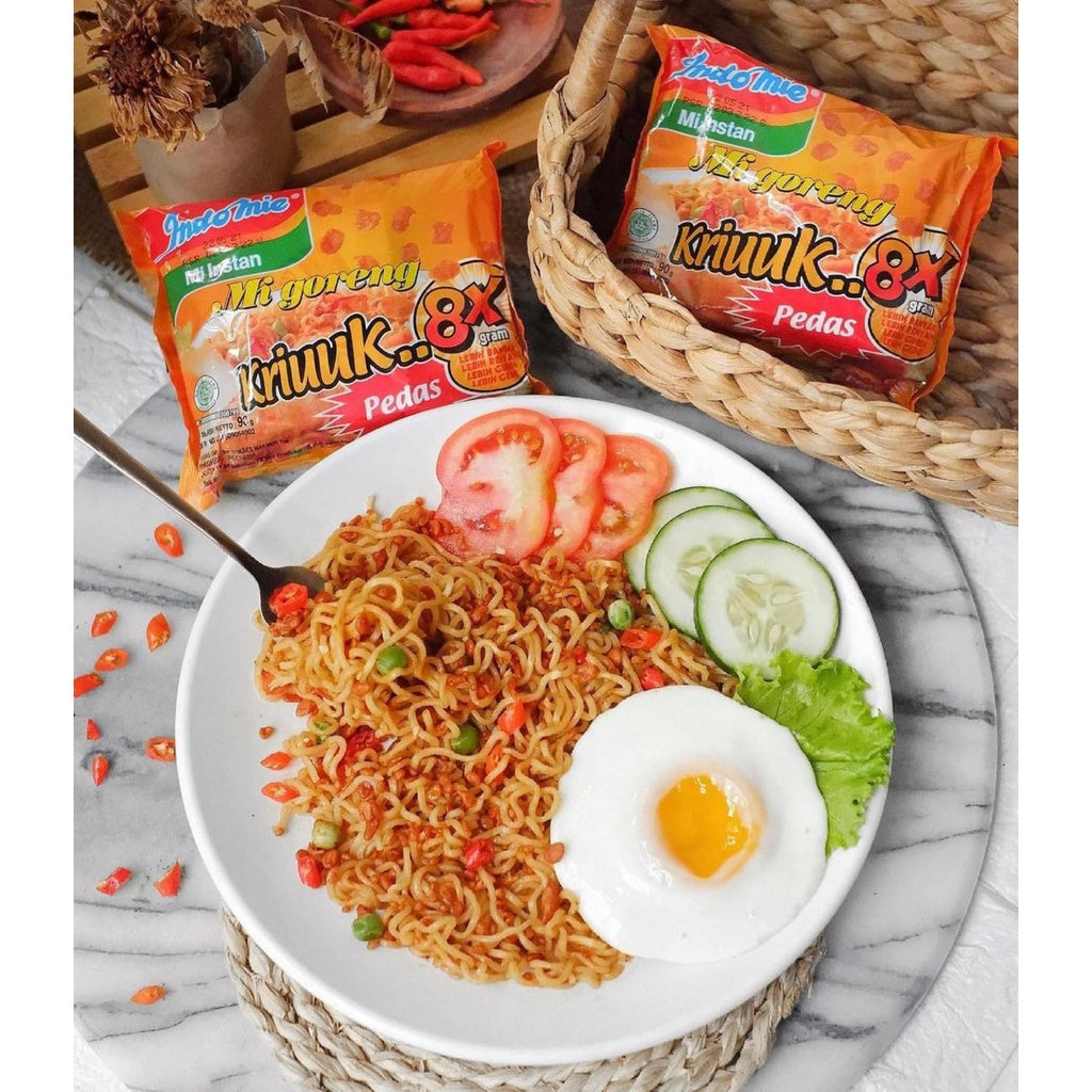 Instant Fried Noodle bundle 10 pcs | Indomie Goreng Kriuk Pedas 8x Dengan Kremesan