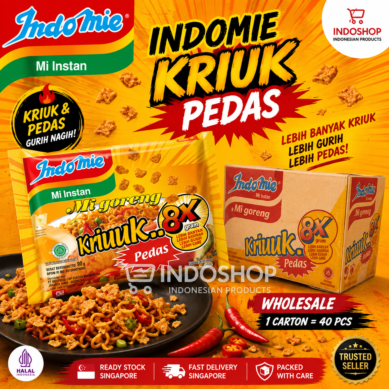 Indomie Instant Noodle 1 Carton 40 pcs | Mie Goreng | Ayam Bawang | Ayam Spesial | Soto Mie | Kaldu Ayam | Kari Ayam