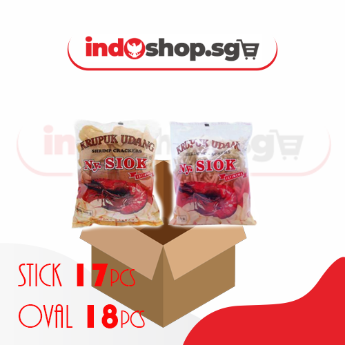 Raw Prawn Cracker 500gr | Krupuk Udang Ny Siok | 1 Carton Oval 18pkt Stick 17pkt