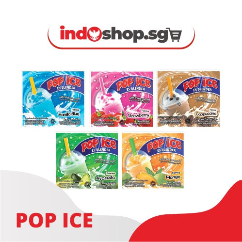 Milk Ice Powder | Pop Ice Avocado, Mango, Cappuccino, Strawberry & Vanilla Blue 1 renteng 10 pcs