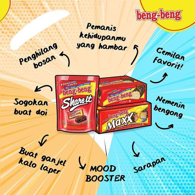 Caramel Chocolate Wafer Bar 1 Box 17pcs 22gr | Beng-Beng #indoshop#