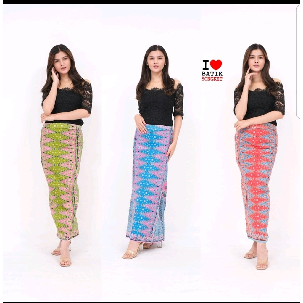 Sarung Encim Betawi Tumpal Pucuk Rebung Kain Batik Bunga 250 gr