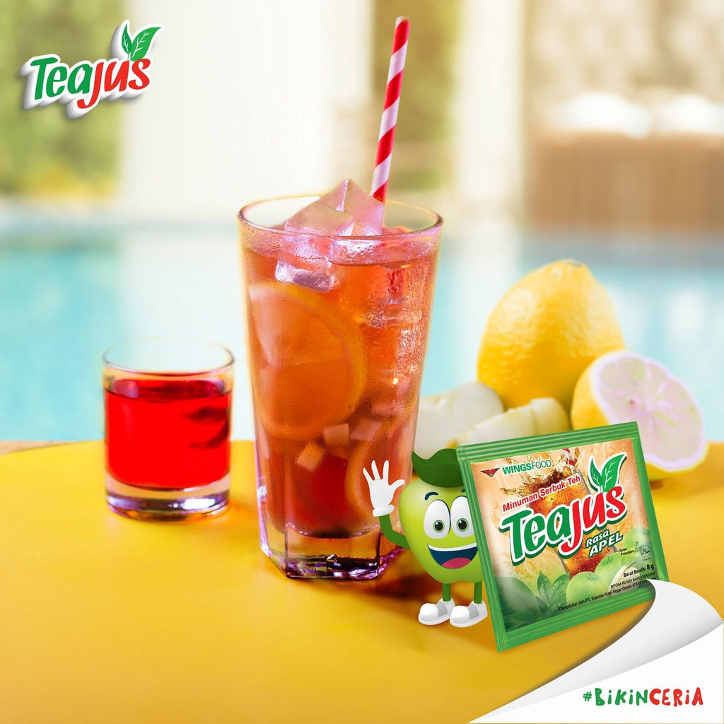 TeaJus Teh Instant Apel Melati Melon Madu Gula Batu | Wings (10 sachets, 1 renceng)