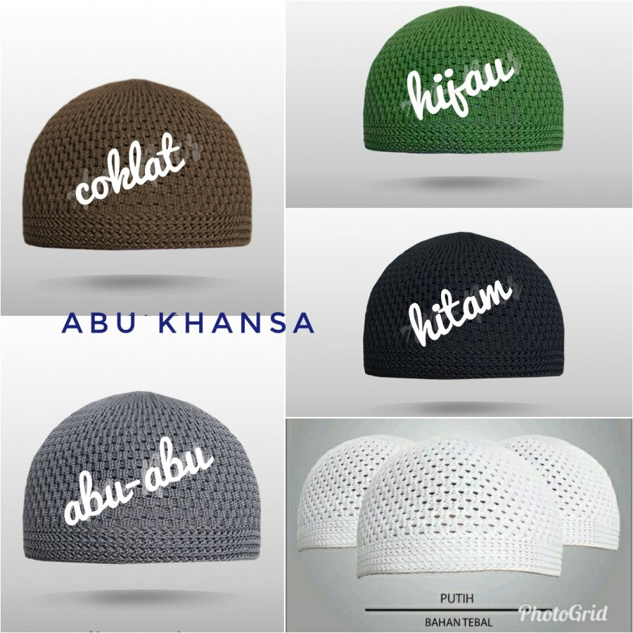 Hajj Cap | Peci Rajut Premium Tebal/Songkok Kopiah Rajut Nanas/Peci Haji/ Lobo | Bundle of 5