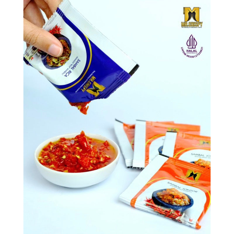 Sambal Sachet Mr Crispy 10 sachets @20gr | Indonesian Chili | Belacan | Onion | Green | Rica | Jontor #indoshop#