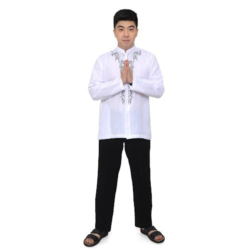 Baju Muslim Koko Pria Dewasa Lengan Panjang Gamis Pria EMIR - Putih