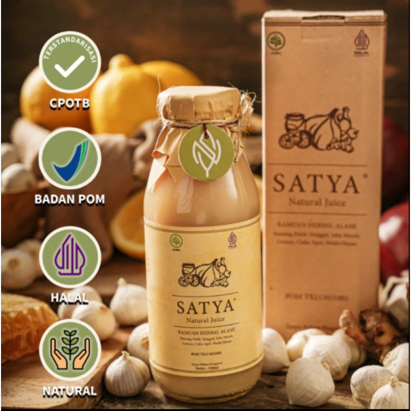 Jus Bawang Putih Tunggal Jahe Merah Madu Hutan Cuka Apel 350ml | Garlic Red Ginger Apel Vinegar Juice | SATYA