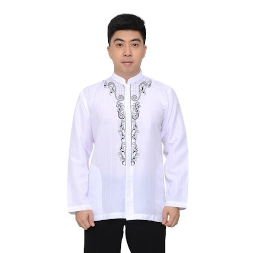 Baju Muslim Koko Pria Dewasa Lengan Panjang Gamis Pria EMIR - Putih