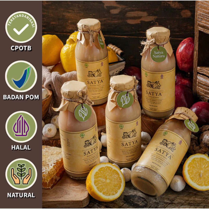 Jus Bawang Putih Tunggal Jahe Merah Madu Hutan Cuka Apel 350ml | Garlic Red Ginger Apel Vinegar Juice | SATYA