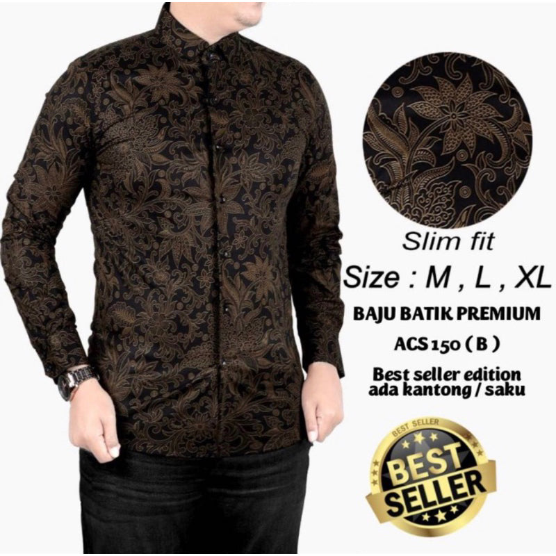 Kemeja Batik Pria Slim Fit Lengan Panjang Lina Distro