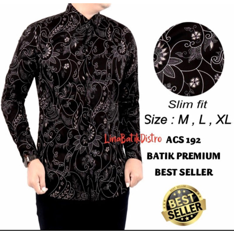 Kemeja Batik Pria Slim Fit Lengan Panjang Lina Distro
