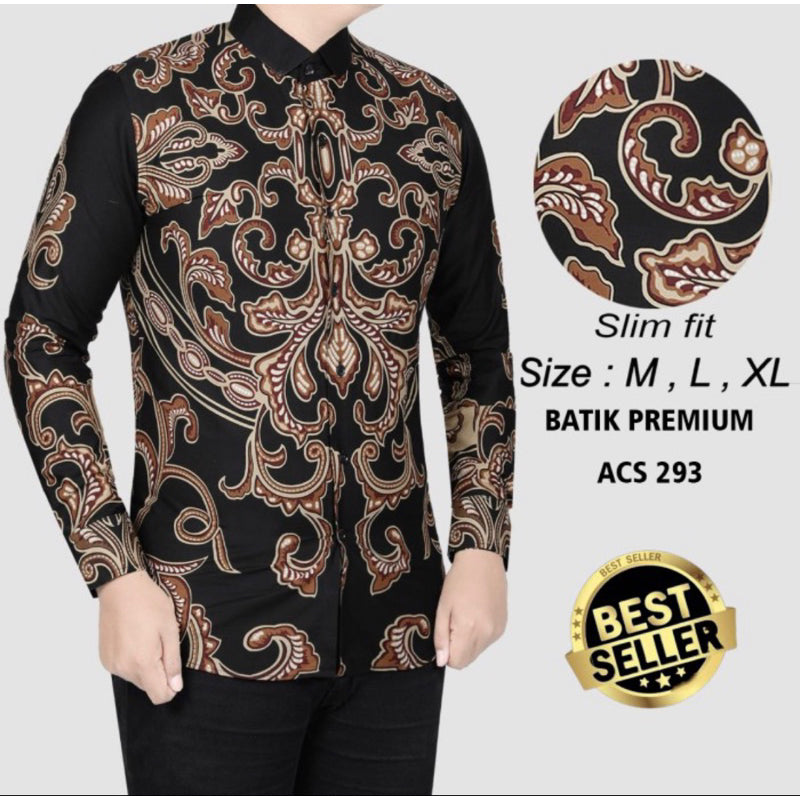 Kemeja Batik Pria Slim Fit Lengan Panjang Lina Distro
