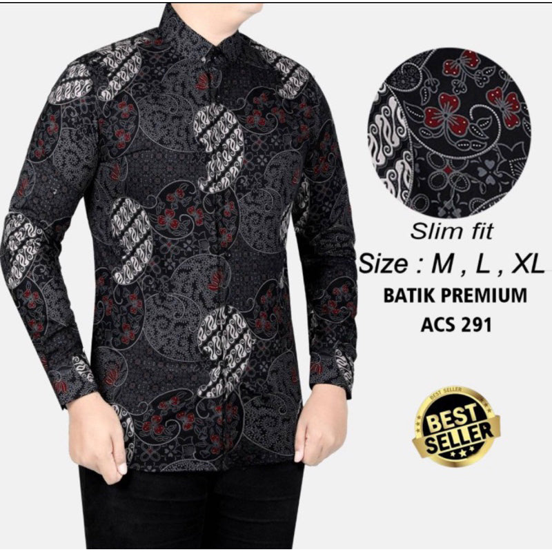 Kemeja Batik Pria Slim Fit Lengan Panjang Lina Distro