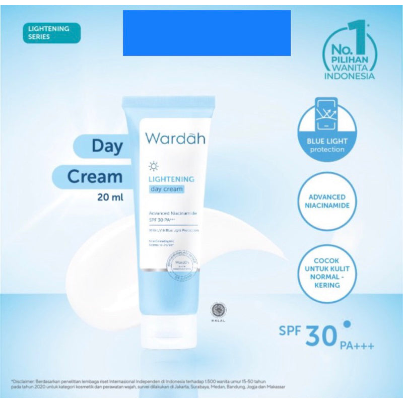 WARDAH Lightening Day Cream - Pelembab kulit kering dengan SPF 30 PA - 20ml