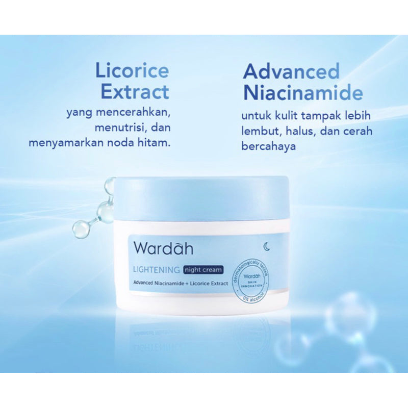 WARDAH Lightening Night Cream - Krim malam menyamarkan bekas jerawat 20ml