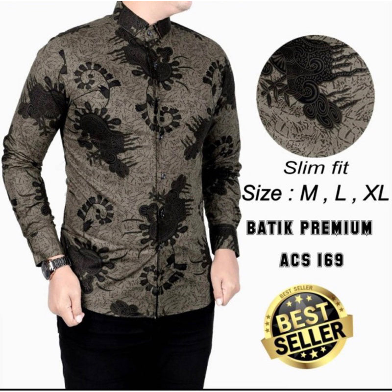 Kemeja Batik Pria Slim Fit Lengan Panjang Lina Distro