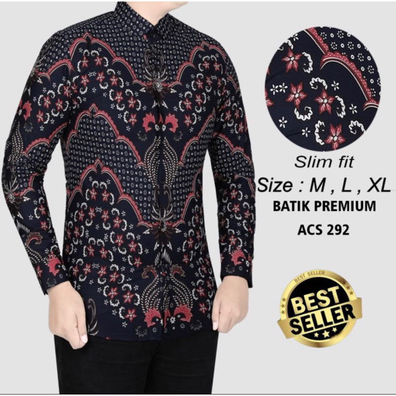 Kemeja Batik Pria Slim Fit Lengan Panjang Lina Distro