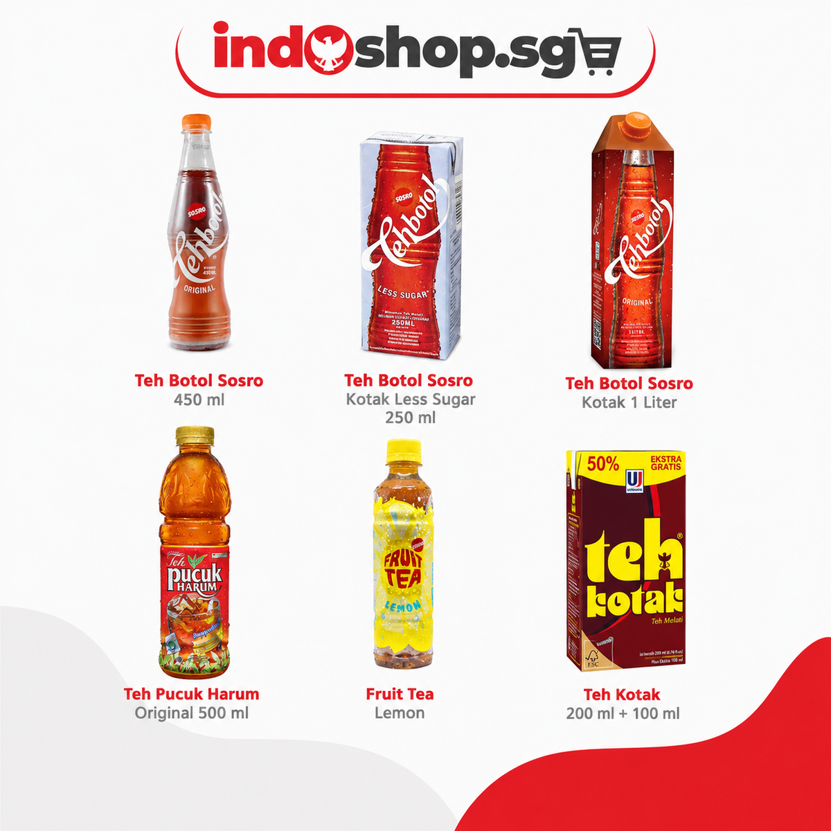 Mix Indonesian Drinks Sosro | Teh botol | Fruit Tea | Teh Pucuk Harum | Teh Kotak