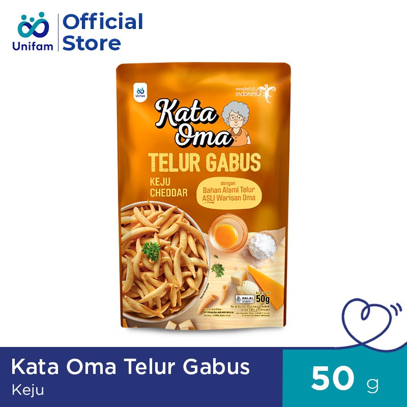 Kata Oma Telur Gabus Rasa Keju Cheddar 50g - Snack Cemilan Sehat Alami