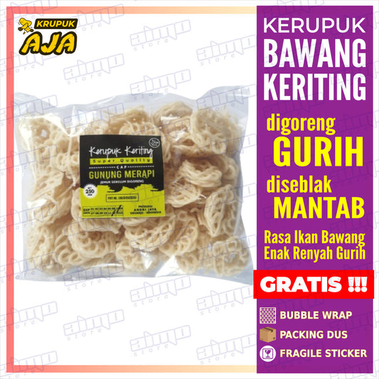 Kerupuk Keriting Kecil Mentah Krupuk Mawar Putih Rasa Bawang 250gr