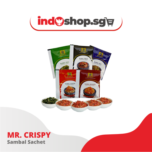 Sambal Sachet Mr Crispy 10 sachets @20gr | Indonesian Chili | Belacan | Onion | Green | Rica | Jontor #indoshop#