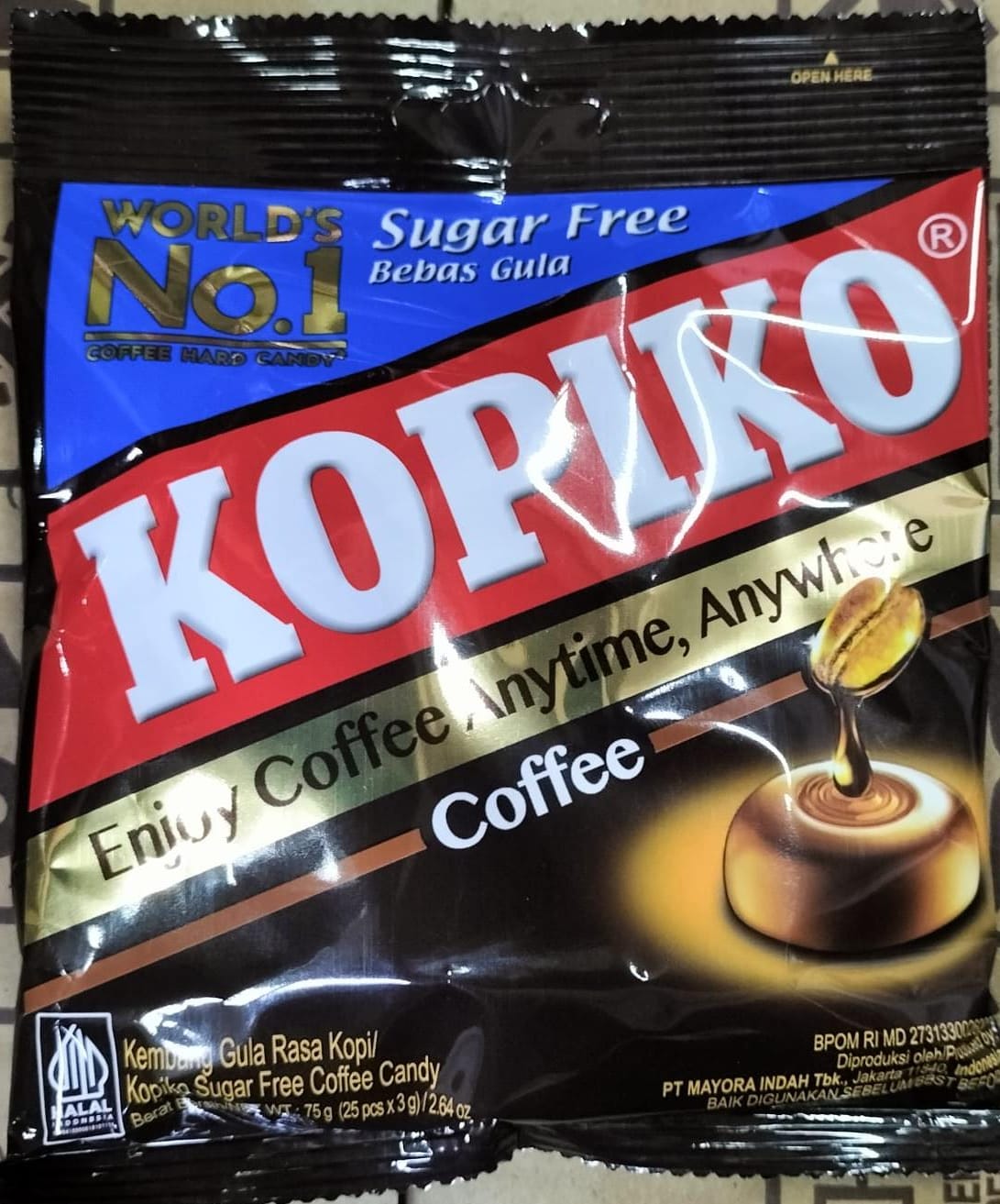 Kopiko Sugar Free Coffee Candy 75g | Original Indonesian Sugar-Free Coffee Candy | Rich Coffee Flavor | Halal Snack