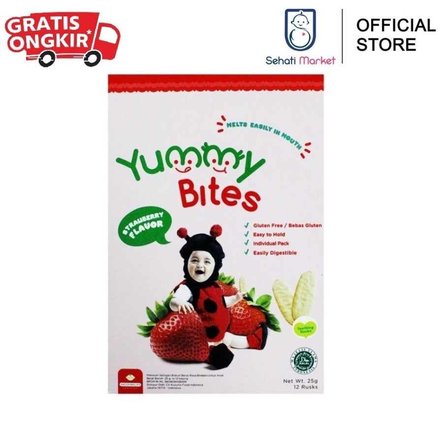 YUMMY BITES BABY RICE CRACKERS 25 gram BISKUIT SNACK BAYI SEHAT MPASI