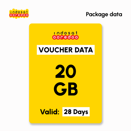 Mobile Data Indosat (IM3) - MegaPlan 20GB - 28 Days | #Digital_Indoshop.sg