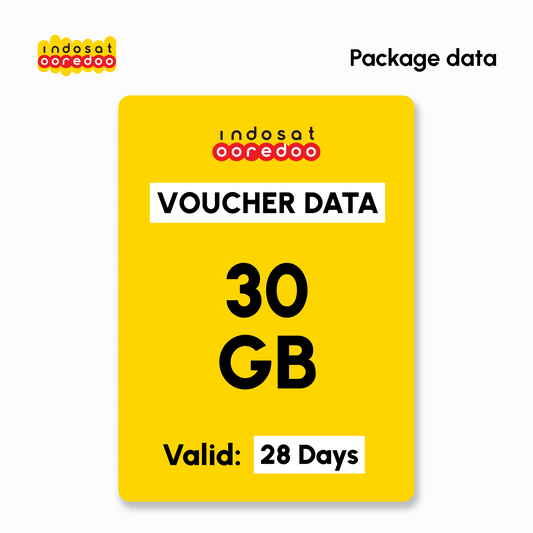 Mobile Data Indosat (IM3) - MegaPlan 30GB - 28 Days | #Digital_Indoshop.sg