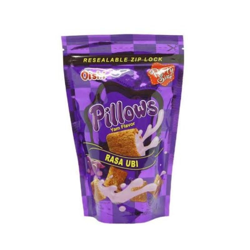 Oishi Pillows Chocolate and Purple | Crunchy Crackers with Chocolate or Sweet Potatoes Filling bundle 2 pcs