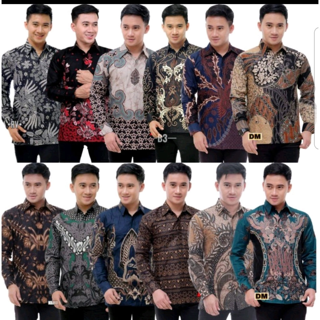 Kemeja Batik Pria Lengan Panjang Size M L XL XXL BSWART Batik Kenango Panjang Padi 180 gr