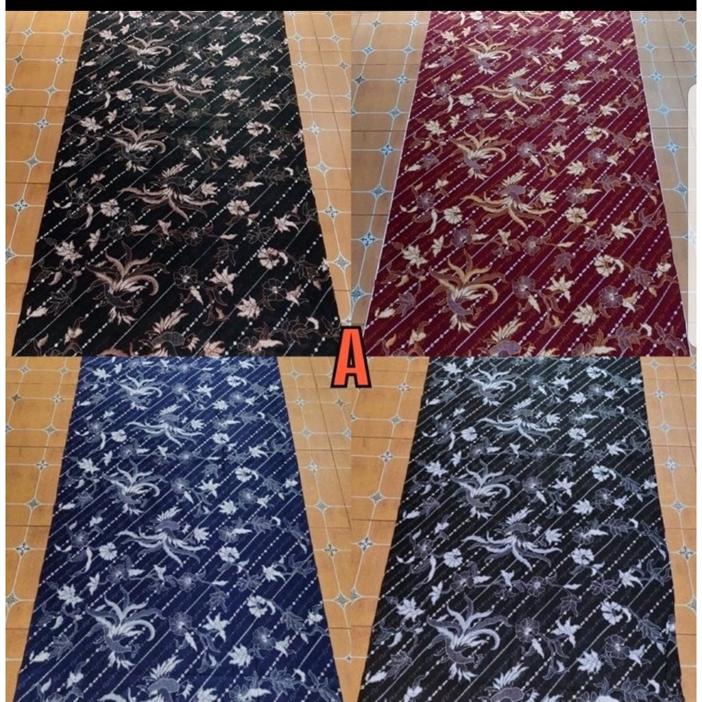 Kain Batik Pekalongan Bahan Katun Print Motif Merak Velvet Merah Biru Hitam Hijau 210 cm x 110 cm