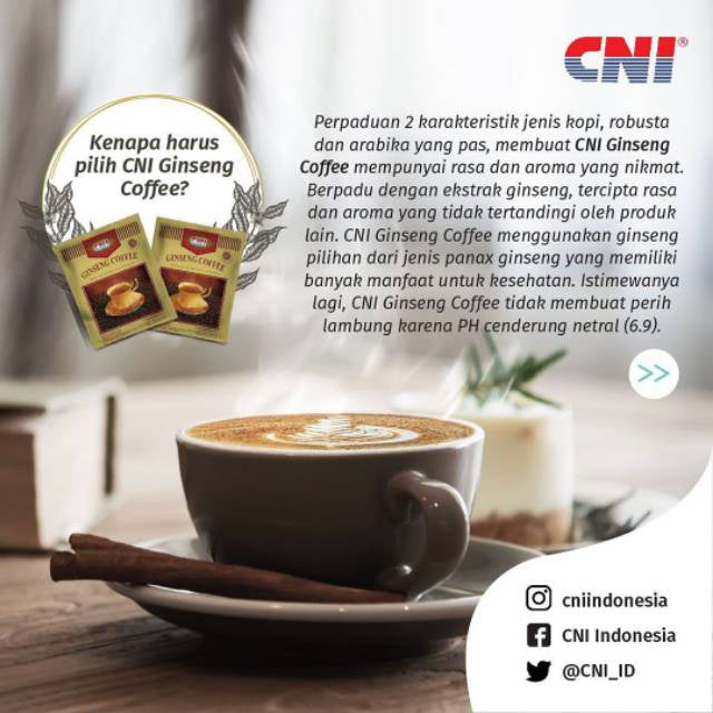 Ginseng Coffee CNI | Kopi Gingseng Asli Orginal isi 20 sachet at 20 gram (400 gram) | Indonesia Coffee #indoshop#
