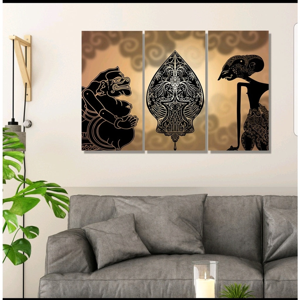1 Set Hiasan Dinding / Wall Poster Wayang Kulit Series Semar ,Gunungan & Puntodewo 1 kg