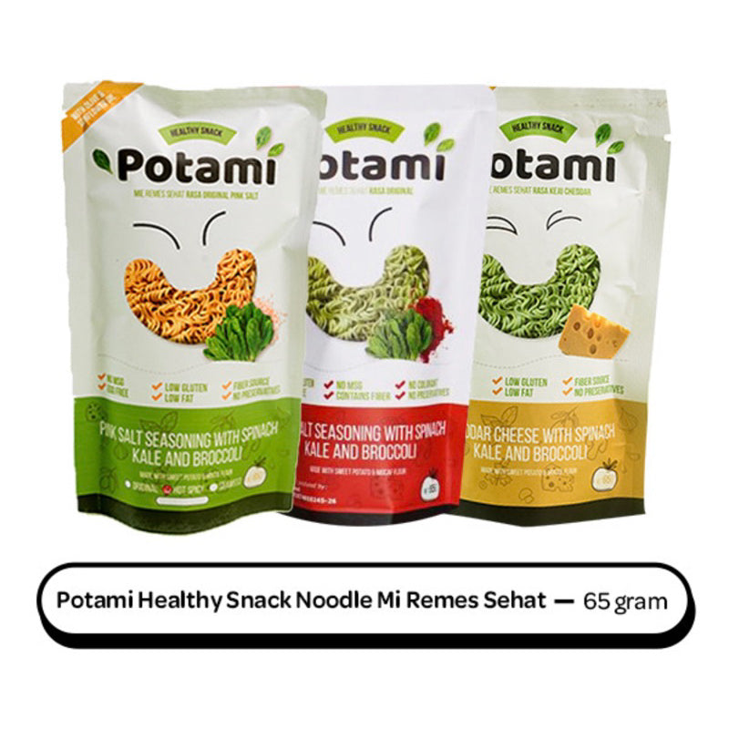 [Heathy Snacks] - Potami Ready Eat Moodle - Mie Kremes Bayam Tanpa MSG | No Colouring | No Preservstives