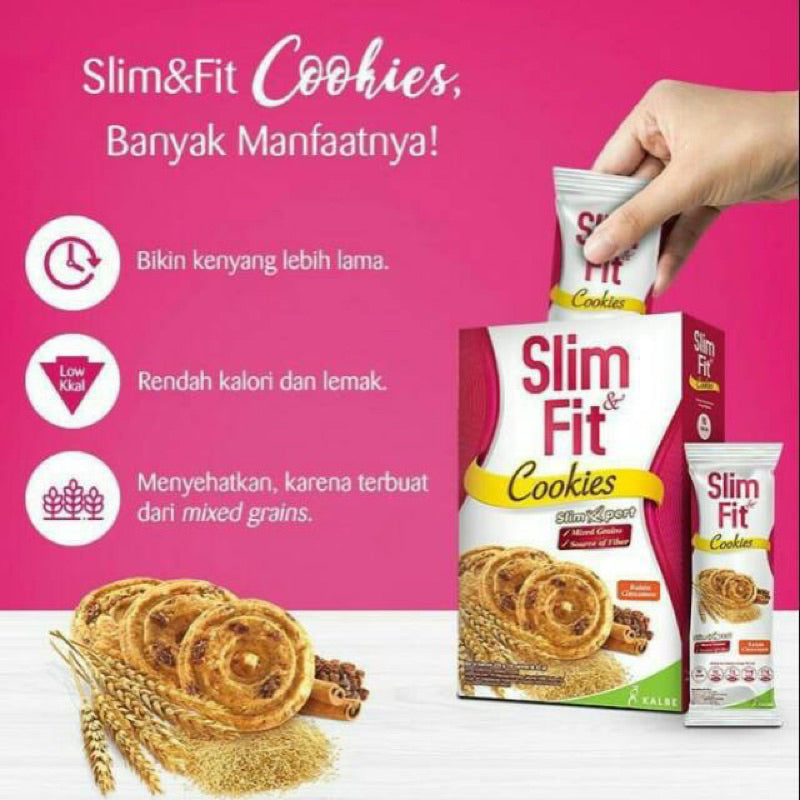 [Healthy Snacks] Slim & Fit cookies 1 box 10 sachets @22gr | healthy diet | low calories