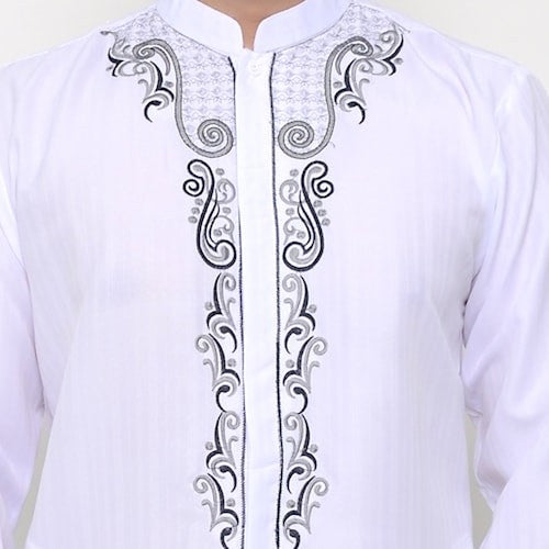 Baju Muslim Koko Pria Dewasa Lengan Panjang Gamis Pria EMIR - Putih