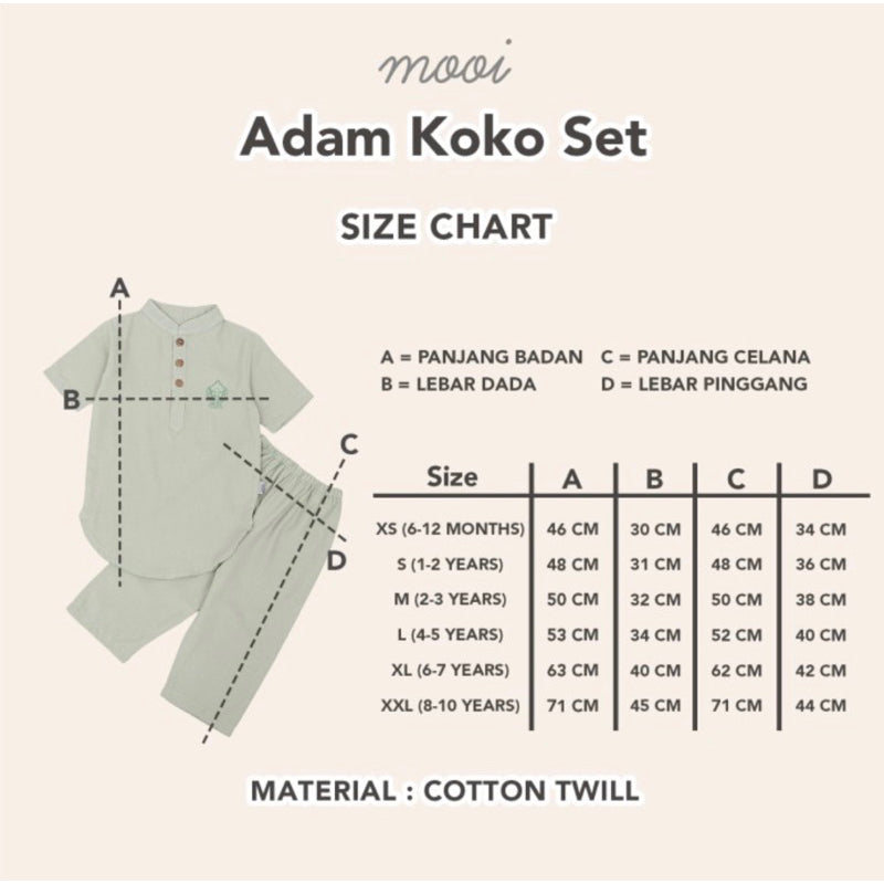 Mooi Adam Koko Set Setelan Koko Anak