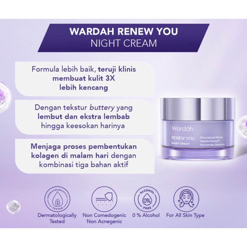 WARDAH Renew You Anti Aging Night Cream | Pelembab Anti Aging dan Vit E - 15/30gr