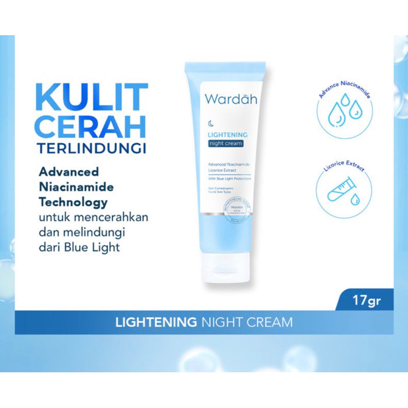 WARDAH Lightening Night Cream - Krim malam menyamarkan bekas jerawat 20ml