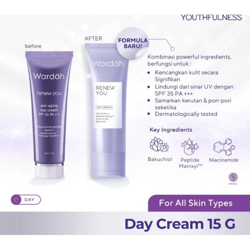 WARDAH Renew You Anti Aging Day Cream | Pelembab Anti Aging SPF 30 PA - 15/30gr