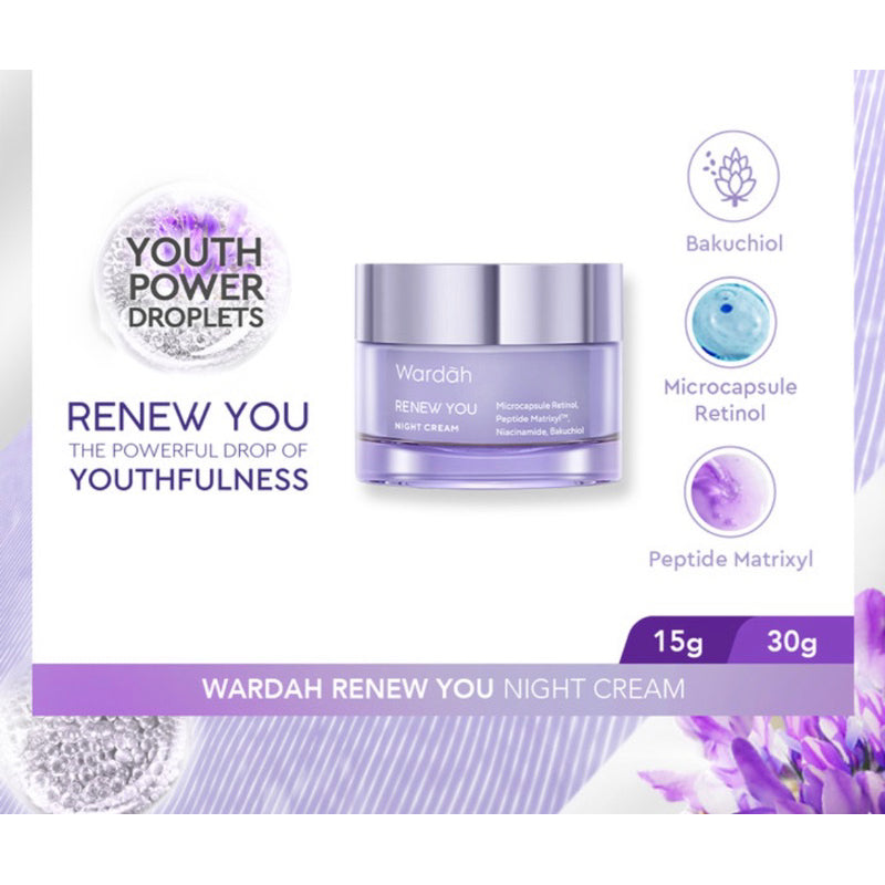 WARDAH Renew You Anti Aging Night Cream | Pelembab Anti Aging dan Vit E - 15/30gr
